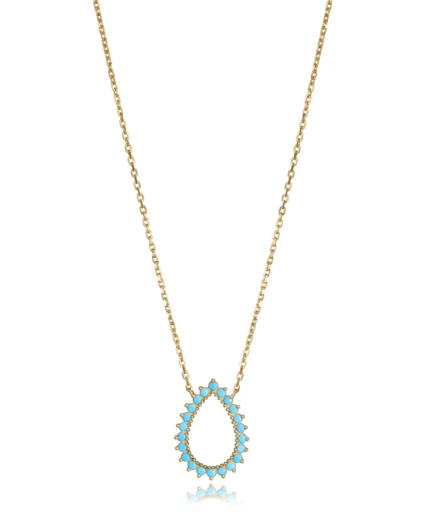 Collar Viceroy de plata de primera ley con baño de oro y aro colgante en forma de gota con circonitas turquesas  2367C100-33