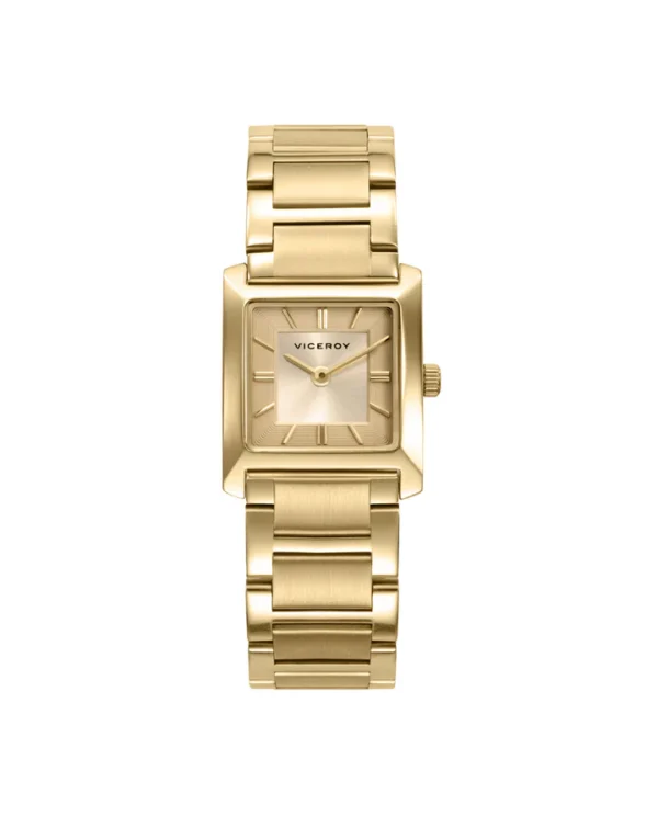 Reloj de mujer Viceroy en acero IP dorado, con esfera cuadrada dorada y brazalete a juego  41162-27