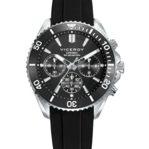Reloj Viceroy de hombre con caja de acero, bisel de cerámica negra y correa de silicona negra 41177-57