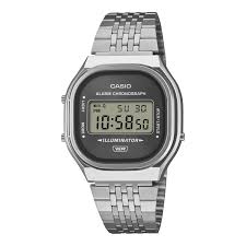 Casio Edgy Collection Digital esfera gris/brazalete acero A140WE-8AEF