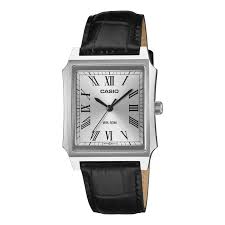 Casio Hombre rectangular analógico números romanos correa negra MTP-B190L-7BVER